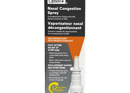 Option+ Nasal Congestion Spray with Metered Pump | 30 mL