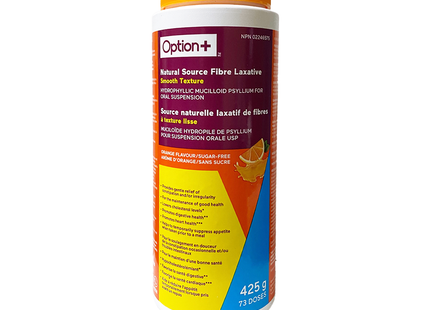 Option+ Laxatif à base de fibres naturelles, texture onctueuse, saveur orange/sans sucre | 425 g