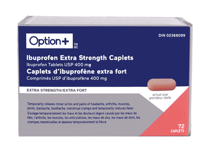 Option+ Ibuprofen 400 mg, Extra Strength | 72 Caplets