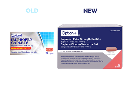 Option+ Ibuprofen 400 mg Extra Strength Caplets | 72 Caplets