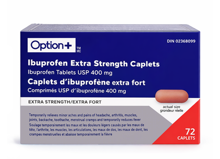 Option+ Ibuprofen 400 mg, Extra Strength | 72 Caplets