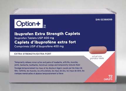 Option+ Ibuprofen 400 mg Extra Strength Caplets | 72 Caplets