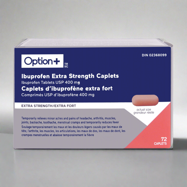 Option+ Ibuprofen 400 mg Extra Strength Caplets | 72 Caplets