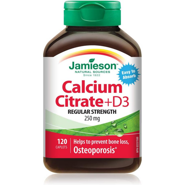 Jamieson - Calcium Citrate + D3 - Regular Strength 250 mg | 120 Caplets