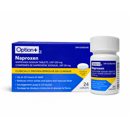 Option+ Comprimés de naproxène sodique USP 220 mg | 24 gélules