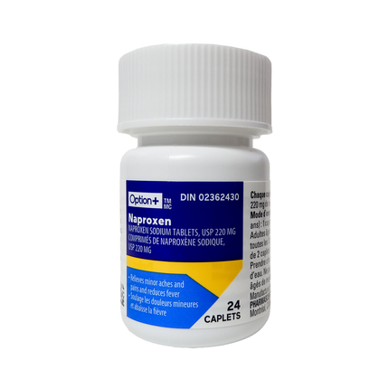 Option+ Comprimés de naproxène sodique USP 220 mg | 24 gélules