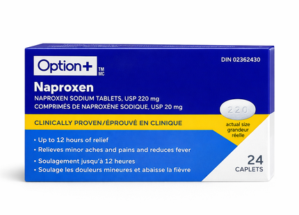Option+ Naproxen Sodium Tablets USP 220 mg | 24 Caps