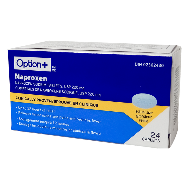 Option+ Naproxen Sodium Tablets USP 220 mg | 24 Caps