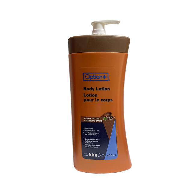 Option+ Lait corporel au beurre de cacao | 600 ml