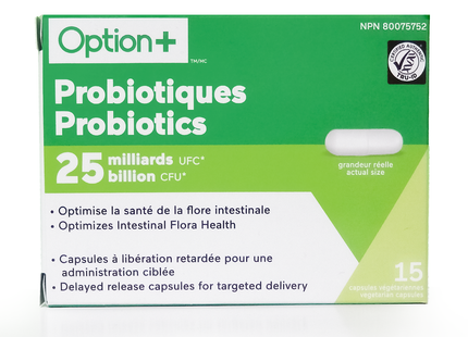 Option+ 25 milliards de probiotiques | 15 Gélules