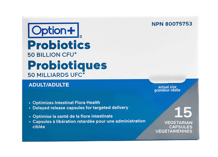 Option+ 50 milliards de probiotiques | 15 gélules végétariennes