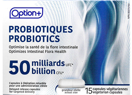 Option+ 50 Billion Probiotics | 15 Vegetarian Capsules