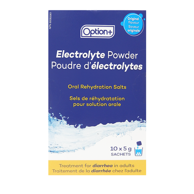 Sels de réhydratation orale en poudre d'électrolyte Option+ - Saveur originale | 10 sachets de 5 g