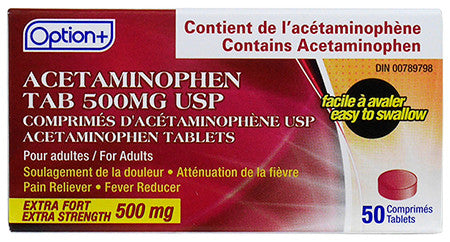 Option+ Extra Strength Acetaminophen Easy to Swallow Tablets - 500 mg | 50 Tablets