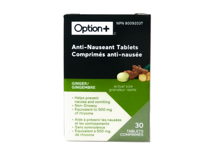 Option+ - Ginger Anti-Nauseant Tablets | 30 Tablets