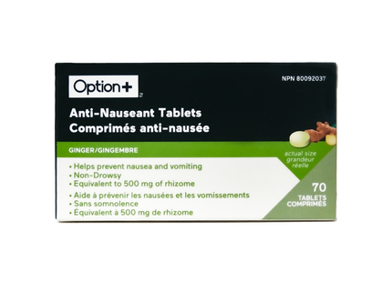Option+ - Ginger Anti-Nauseant Tablets | 70 Tablets