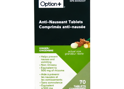 Option+ Ginger Anti Nauseant Tablets | 70 Tablets