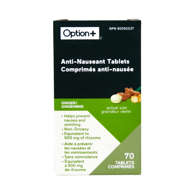 Option+ - Ginger Anti-Nauseant Tablets | 70 Tablets