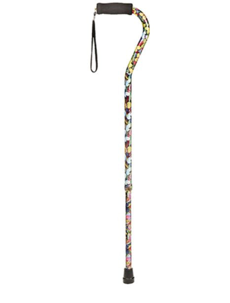 Option+ Telescopic Aluminium Cane with Offset Handle | Butterfly Print