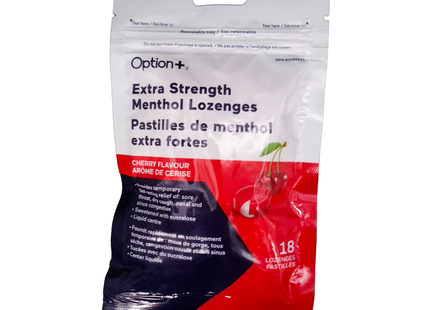 Option+ Pastilles Menthol Extra Fortes, Cerise | 18 Pastilles Sans Saccharose