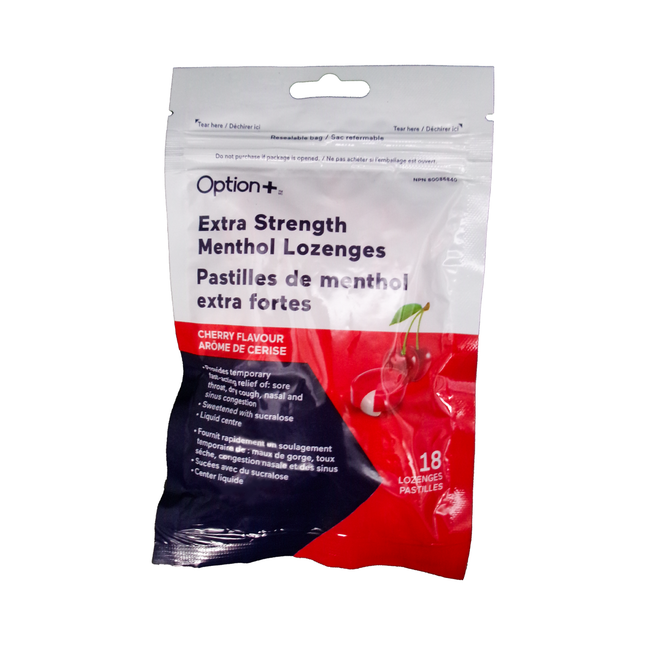 Option+ Pastilles Menthol Extra Fortes, Cerise | 18 Pastilles Sans Saccharose