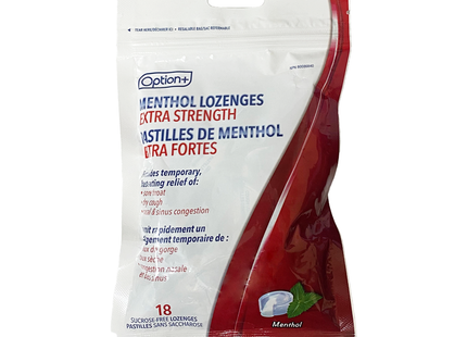 Option+ Pastilles Menthol Extra Fortes, Menthol | 18 Pastilles Sans Saccharose