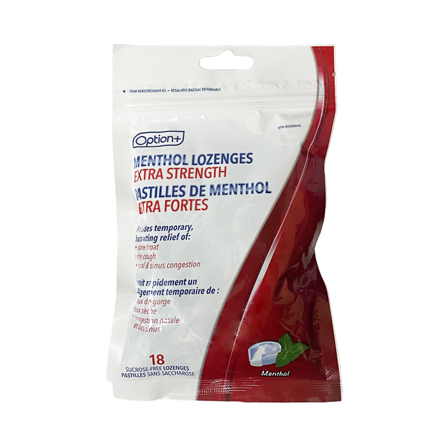 Option+ Pastilles Menthol Extra Fortes, Menthol | 18 Pastilles Sans Saccharose