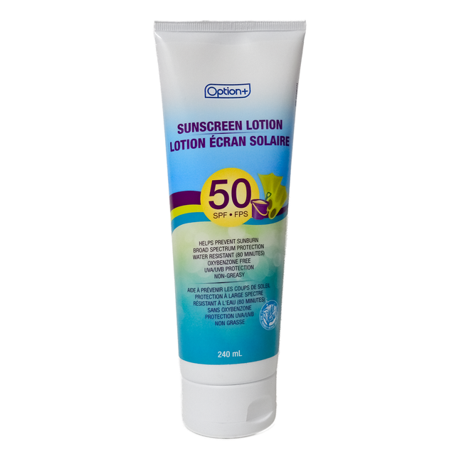 Option+ Lotion écran solaire SPF 50 non grasse | 240 ml