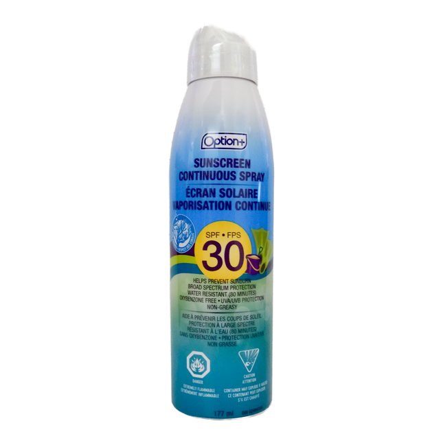 Option+ Sunscreen SPF 30 Non Greasy Continuous Spray | 177 mL