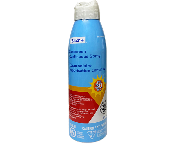 Option+ Sunscreen SPF 30 Non Greasy Continuous Spray | 177 mL – White ...