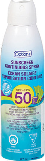 Option + - Sunscreen Continuous Spray - Non Greasy - SPF 50 | 177 mL