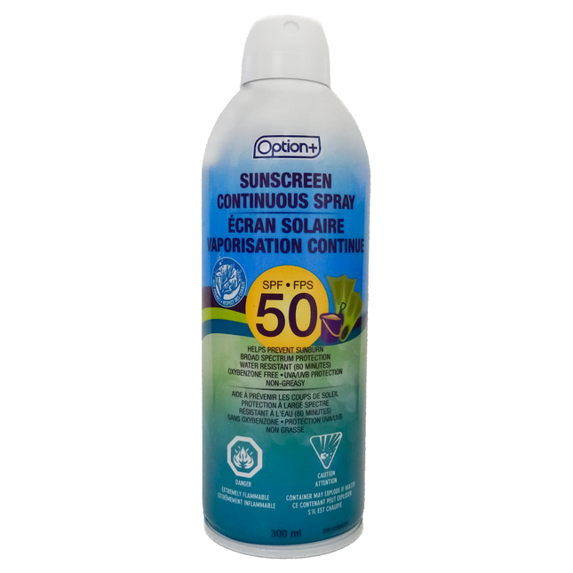 Option+ Écran solaire SPF 50 Spray continu | 300 ml