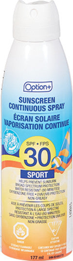 Option + - Sunscreen Continuous Spray - Sport - Non Greasy - SPF 30 | 177 mL