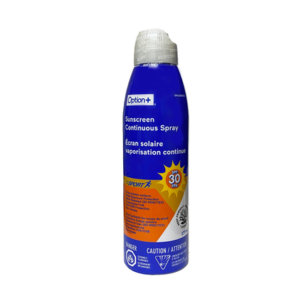 Option+ Sport Crème Solaire Spray Continu, FPS 30 | 177 mL