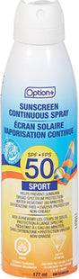 Option + - Sunscreen Continuous Spray - Sport - Non Greasy - SPF 50 | 177 mL