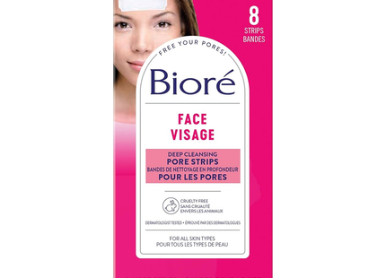 Bandes de pores nettoyantes en profondeur pour le visage Bioré | 8 bandes nasales