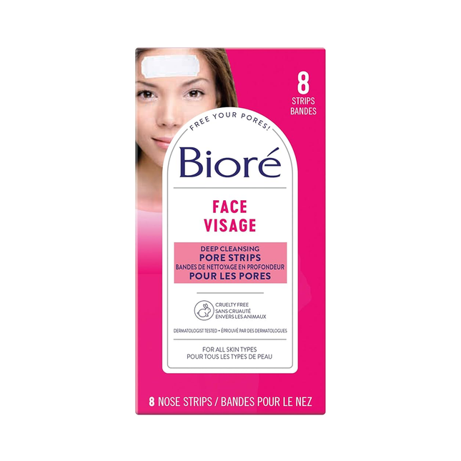 Bandes de pores nettoyantes en profondeur pour le visage Bioré | 8 bandes nasales