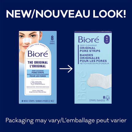 Bioré - Bandelettes purifiantes Originales Nettoyage en profondeur des pores | 8 Bandelettes pour le nez