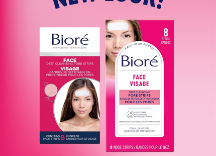 Bandes de pores nettoyantes en profondeur pour le visage Bioré | 8 bandes nasales