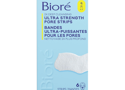 Bioré - Bandelettes purifiantes Ultra-Puissantes Nettoyantes en Profondeur pour les Pores | 6 Bandelettes