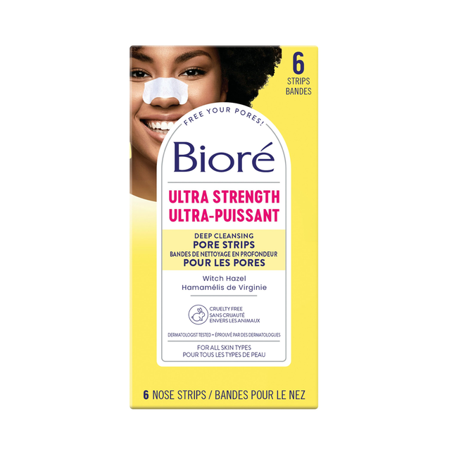 Bioré - Bandes de nettoyage en profondeur ultra-fortes pour pores à l'hamamélis | 6 bandes nasales