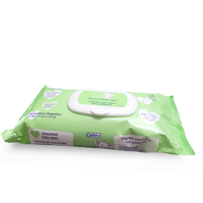 Option+ - Unscented Baby Wipes | 1 Pack x 72 Wipes
