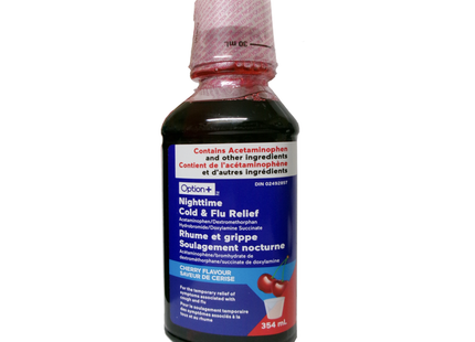 Option+ - Sirop contre le rhume et la grippe pour la nuit - Saveur cerise | 354 ml