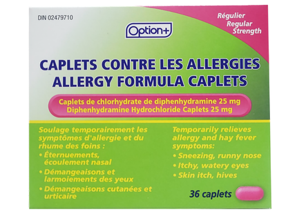 Option+ - Allergy Hydrochloride Formula Caplets - Regular Strength | 36 Caplets