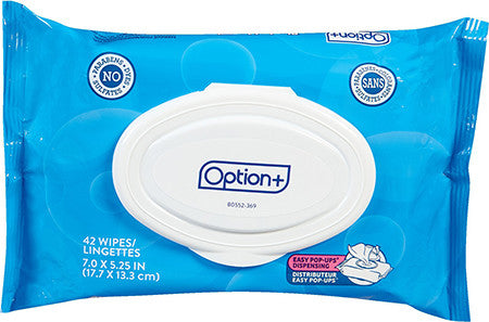 Option+ Hygienic Flushable Moist Wipes | 42 Wipes