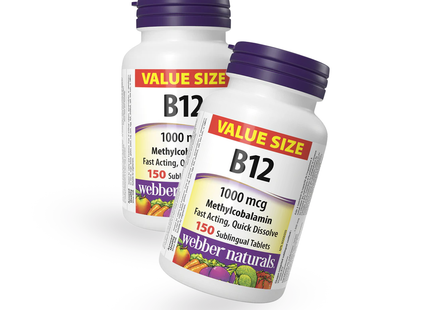 LOT DE 2 Webber Naturals - B12 1000 mcg | 150 comprimés sublinguaux