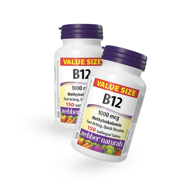 LOT DE 2 Webber Naturals - B12 1000 mcg | 150 comprimés sublinguaux