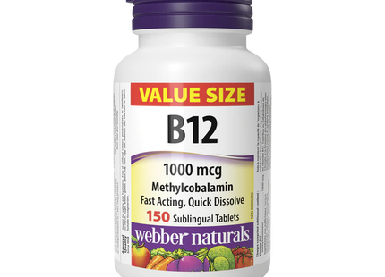 Webber Naturals-B12 1000 mg | 150 comprimés sublinguaux
