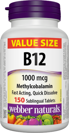 Webber Naturals-B12 1000 mg | 150 comprimés sublinguaux