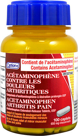 Option + - Arthritis Pain Relief - Acetaminophen Extended Release Tablets USP |  650 mg X 100 Caplets
